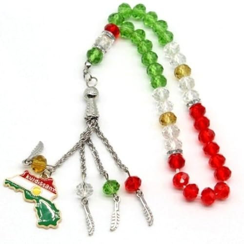 Luxylei 33 Perlen-rosenkranz-armbänder, Muslimische Gebetsarmbänder Kurdistan-Karte, Flaggen-anhänger, Ethnischer Stil, Gebet, Religiöser Schmuck, Geschenk