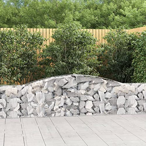 LAPOOH Gabionen mit Hochbogen 9 STK Gabionenkörbe, Gabionen Hochbeet, Steinkorb, Gabionengitter, Drahtkorb Für Pflanzen, Kräuterspirale Für Garten, 400x30x60/80 cm Verzinktes Eisen