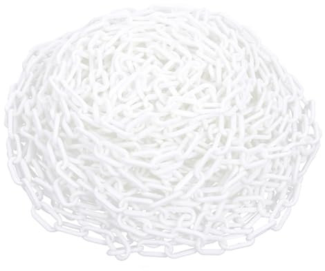 szkoo 30,5m Absperrkette Kettensperre, Weiß Absperrkette Kunststoff Absperrketten für Warnsicherheit, Menschensteuerung, Verkehr, Warteschlange Linie