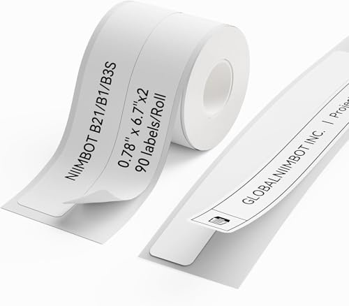 NIIMBOT Etikettenhersteller-Band, B1/B21/B3S Angepasstes Etikettendruckpapier, 20x170mm(2Reihe), Thermo-Etikettenband für Zuhause, Büro, Schule, 90 Etiketten/Rolle