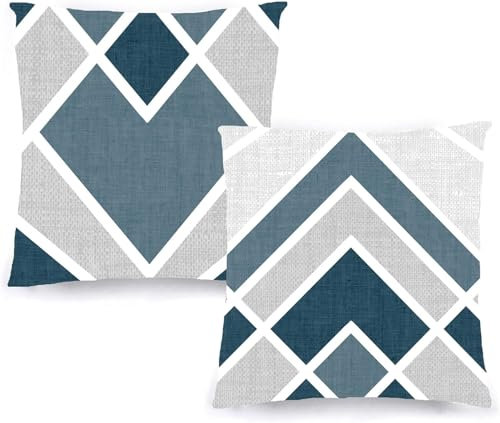 Decoratea Federe per cuscini 40 x 40 - Federe decorative (set di 2) per divano, letto, sedia, soggiorno, auto, molto morbide, moderne e con cerniera invisibile (nordico geometrico)