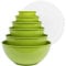 BoxedHome Mixing Bowl Set with Lid, Mixing Bowls, 12-Pack Mixing Bowl Set, Plastic Salad Bowl Non-Slip Stackable Serving Bowls for Kitchen (6 Bowls and 6 Lids, Light Green)