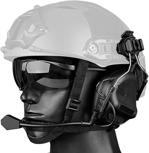 PBTMCD Airsoft Paintball Taktisches Headset, Ohrenschützer Jagd Kopfhörer Radio Walkie Mit Mikrofon, Outdoor CS Game Dedicated Helm Ohrenschützer(Black)
