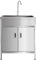 Lavandino Esterno Inox Professionale, Mobile Lavello da Cucina 1 Vasca, Lavandino per lavanderia con mobiletto e rubinetto estraibile, per garage, ristorante, cucina, lavanderia(60x45x80cm/23.6*17.7x3