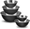 LOFERMA Mixing Bowl Set, Easy-Grip, Stainless Steel Mixing Bowls for Baking, Cooking, Salad & Food Prep – Large, Medium, and Small Metal Nesting Bowls (Black)
