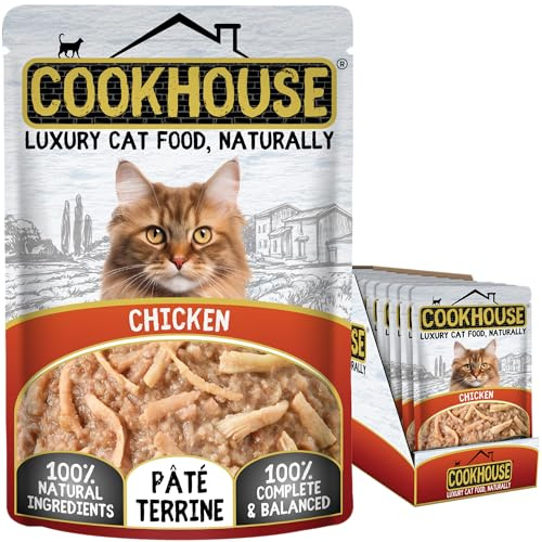 COOKHOUSE 100% Natural & Complete Luxury Wet Cat Food - Chicken Breast - Pate Terrine - 18 x 70g Pouches