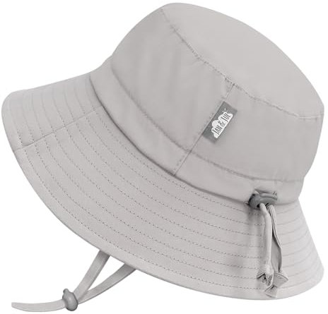 Jan & Jul Jungen und Mädchen Baumwoll-Bucket Hat, Verstellbarer Sonnenhut mit 50+ UPF für Babys und Kleinkinder (M: 6-24 Monate, Ash Grey)