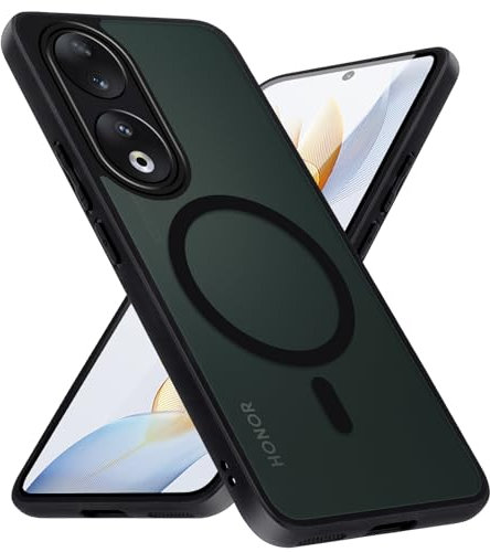 Xiltlly Magnetica Cover per Honor 90, Compatibile con MagSafe, Traslucido Opaco Custodia Antiurto Protettiva per Telefono Cellulare AntiGraffio Case per Honor 90 6.7 Pollici, Nero