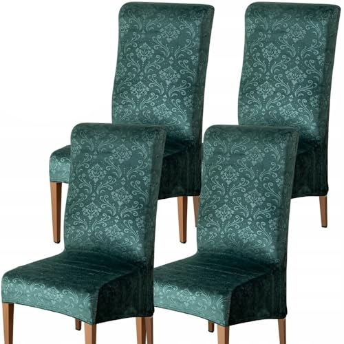 Domidekor Stuhlhussen 4er Set Große XL – Stuhlbezug Grün - Hussen Für Stühle – Stretch Stuhlbezüge - Universale für Esszimmer Hotel Bankett Restaurant Zuhause