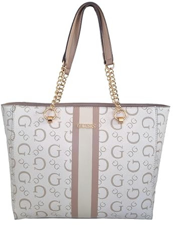 GUESS borsa shopping a spalla da donna in ecopelle AA928425 Faysmith naturale e rosa cipra