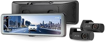 Mio MiVue R860WD Dual Dashcam Auto mit 2.5K HDR-Aufnahmen & STARVIS2 CMOS Sensor für scharfe Bilder Tag & Nacht I Echtzeit-Backup des Dash Cam Spiegels Dank Highspeed WLAN I GPS Auto Kamera