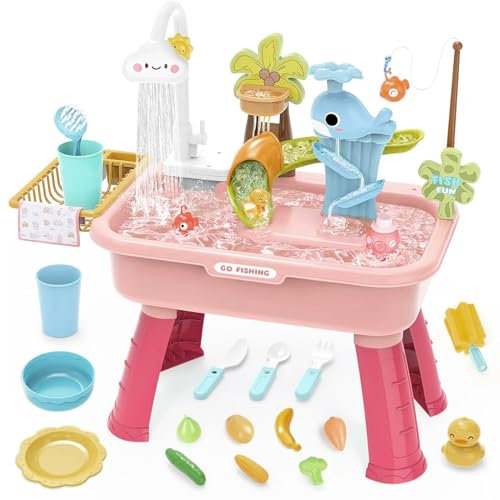 Toddler Water Table, Sand And Water Play Set, Kitchen Role Play, Water Exploration And Fishing Game, Educational Game For Garden, Birthday, Park, Nursery, Etc.