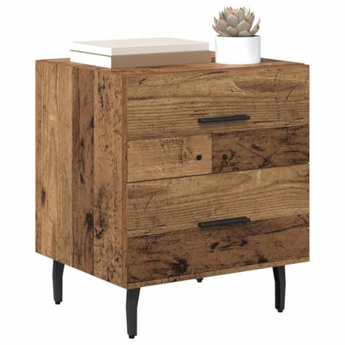 vidaXL Bedside Cabinet Old Wood 40 x 35 x 47.5 cm Engineered Wood, Rustic Nightstand, Compact Table with Storage, Bedroom Organiser, Engineered Wood Bedside Cabinet for Modern Decor