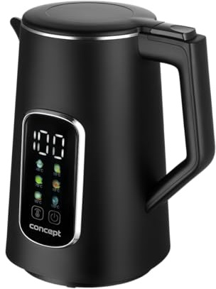 Concept RK3385 Edelstahl Wasserkocher doppelwandig 1,7 l, Schwarz