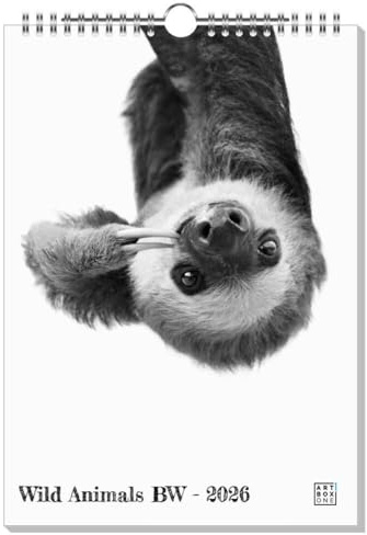 artboxONE Kalender 2026 Wild Animals BW Wandkalender A4 2026 Tiere