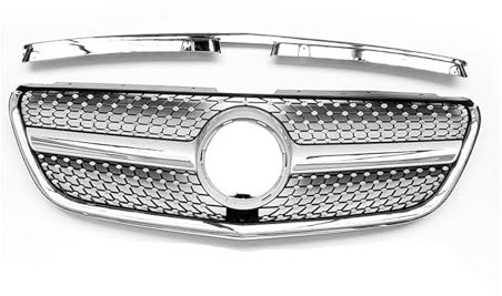 Front Kühlergrille Auto Frontgr Für Benz Für Vito V-Klasse W447 2015 2016 2017 2018 2019 V250 V300 V260 Auto Frontstoßstange Racing Diamond Grill Frontgrill(Vito-Silver)