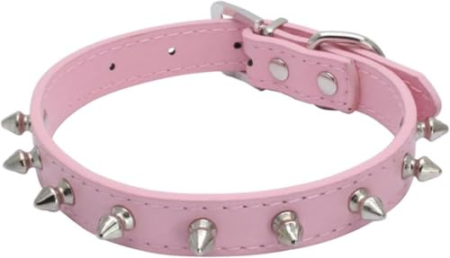 SDGBCXD Hundhalsband， Spiked Studded Dog Collar Rivet Adjustable Fancy Thin For Small Medium And Large Dogs Cats Pets(Pink,L)