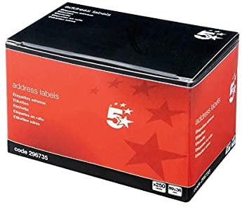 5 Star Office Address Labels 89x36mm on Continuous Roll [250 Labels]