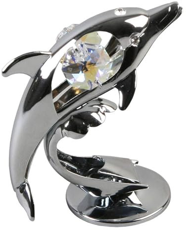 Crystocraft Deko-Figur Delphin mit Glas-Steinen besetzt