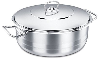 Korkmaz Astra en acier inoxydable triple épaisseur faible Cocotte, finition de haute polonais 15 Quart Argenté
