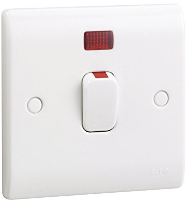 Eaton P401N Premera Neon Double Pole Switch, Plastic, White, 20 A