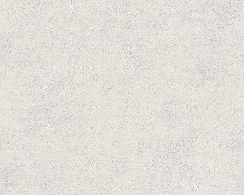A.S. Création Distressed Light Grey and Silver Textured Washable Vinyl Wallpaper 96079-6