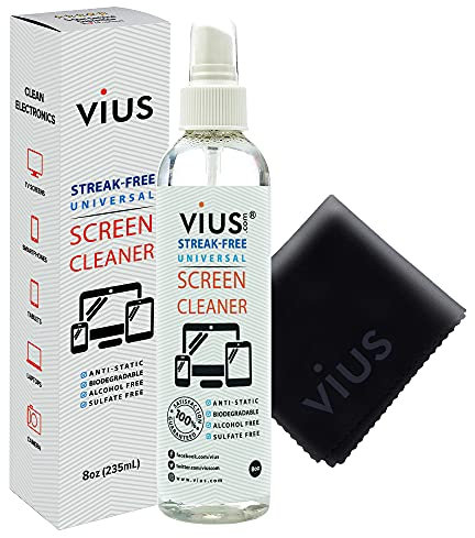 vius Premium Screen Cleaner Spray for LCD LED TVs, Laptops, Tablets, Monitors, Phones, and Other Electronic Screens (Gently Cleans Bacteria, Fingerprints, Dust, Oil) 8oz