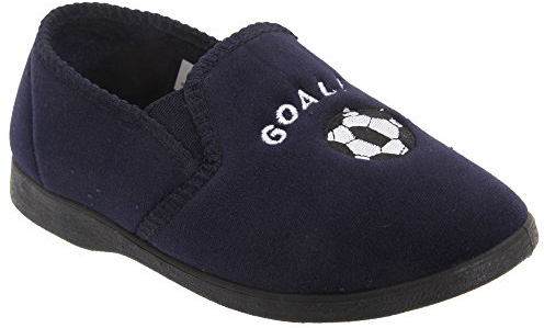 Zedzzz Kids Midfield Twin Gusset Football Slippers - Navy Blue 11 UK Junior
