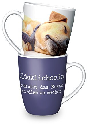 Becher Tasse La Vida für Dich Spruch Glücklichsein bedeutet das Beste aus ....