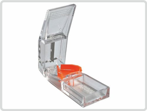 Tablettenzerteiler fester Kunststoff transparent/orange - Tabletten zerteiler Pillenzerteiler Pillenteiler