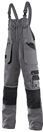 Krystof Herren Arbeitslatzhose mit Kniepolstertaschen - Sehr Stabile Strapazierfähige Arbeitshose mit Hosenträger Gartenhose Bundhose Cargohose Arbeitsoveral gr. 56