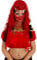 NET TOYS Orient Schleier und Kappe Bauchtanz Kopfschmuck rot Gesichtsschleier und Mütze Harem Tänzerin Kopfbedeckung Arabischer Haarschmuck Bollywood Kostüm Schmuck Karnevalskostüme Accessoires