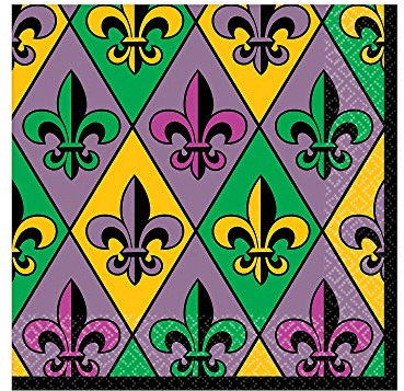 Amscan 701902 Fleur de Lis Getränkerservietten, Einheitsgröße, mehrfarbig