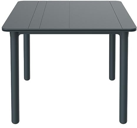 Resol Noa Mesa Cuadrada Interior, Exterior 90x90 | jardín, terraza, balcón, Salon, Cocina, Comedor | diseño, Ligero, Multiusos | 2-4 Personas | Pie Gris Oscuro - Tablero Gris Oscuro