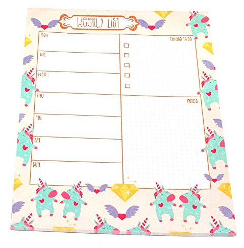 Sixstore A4 niedliches Einhorn-Layout, Wochenplanerblock, Wochenplaner, Tagebuch, wöchentlicher Schreibtischplaner, Menüplanerblock, Zeitplanplaner