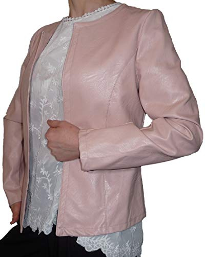 Giacca Finta Pelle Aperta Scollo Tondo Aderente Avvitata Leggera Cardigan Coprispalle Donna Ragazza