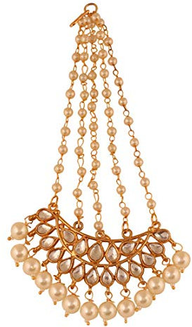 Touchstone Königlicher Mughal schöner langer chaanbaali kundan Blick-Imitat perlt Designer-Brautschmuck jhoomer für Damen Gold