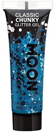 Classic Chunky Face & Body Glitter Gel by Moon Glitter - Blue - Cosmetic Festival Glitter Face Paint for Face, Body, Hair, Nails - 12ml
