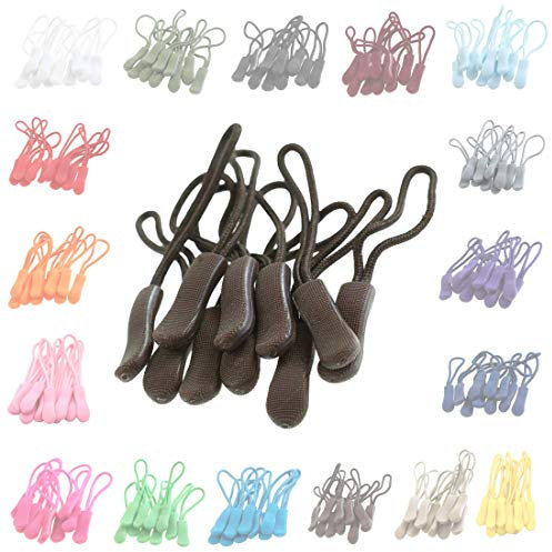 10 Zipper-Schlaufen 70 Farben Reißverschluss-Anhänger Reißverschluss-Verlängerung Pull Anhänger, Farbe:dunkelkhaki