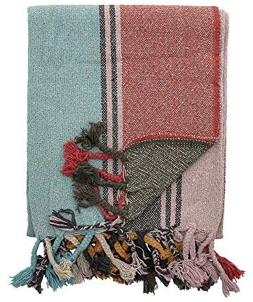 Bloomingville Tagesdecke, rot grün braun, Baumwolle