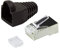 Faconet Lot de 20 fiches RJ45 à sertir CAT 5e CAT 6 STP blindées avec aide à l'enfilage et gaine anti-torsion en noir, fiche pour câble patch LAN