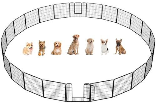 Yaheetech Dog Playpen, 24 Panel Puppy Play Pen Heavy Duty Pet Exercise Fence for Garden/Yard 80cm Height