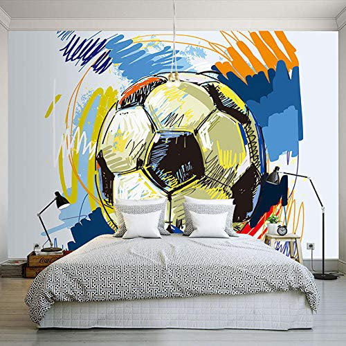 Honony Mode moderne peint à la main Graffiti Football papier peint personnalisé mural non-tissé décoration murale intérieure Art peinture murale football-400 * 280 cm