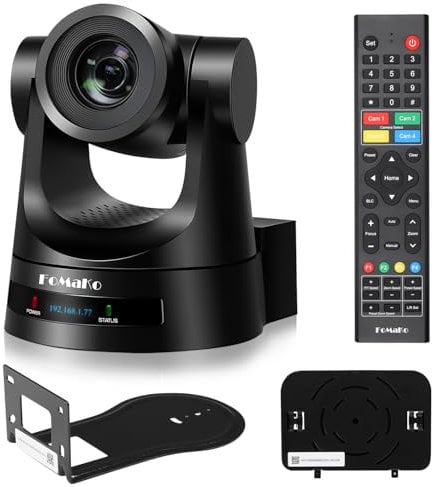 FoMaKo Telecamera PTZ Zoom ottico 30x 3G-SDI HDMI IP Live Streaming Camera, Tracciamento AI, Supporti PoE, Telecamera PTZ per servizi religiosi Culto Educazione vMix OBS Wirecast (FMK30SDI)