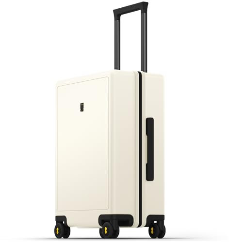 LEVEL8 Handgepäck Koffer Leicht aus 100% Polycarbonat,Koffer Trolleys Hartschalen,TSA,8 Spinner Rollkoffer Reisekoffer Elegance Micro-Diamond Textured Design(54cm,40L,Weiß)