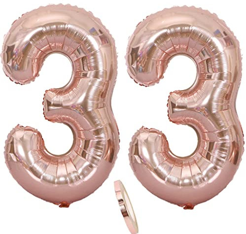 Luftballons Zahl 33 rosegold Nummer 33 Luftballon 33 Rosegold Folienballon 33. Geburtstag deko frauen, 32 Zoll Große Ballon Zahl 33 Riese Heliumfolie 33 jahre Geburtstag deko frau damen