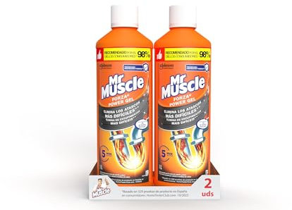 Mr Muscle - Forza Desatascador Gel Power. Gel limpia tuberías. Desatascador líquido potente desagües, Pack de 2 Uds, Cantidad total 2x1L