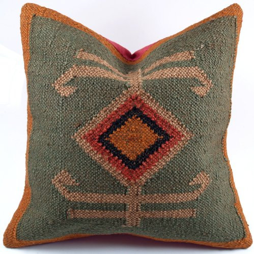 GURU SHOP Kelim Kissenhülle 43x43 cm, Baumwolle, Für Zierkissen, Dekokissen, Sofakissen, Sitzkissen, Orientalisch