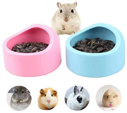 Gamelle pour Hamster,Gamelle pour Petits Animaux,Mangeoire pour Hamster,Bols pour Hamsters,Anti-Morsure, pour Hamster, Petits Animaux, Petits Rongeurs, Gerbille, 2 Pièces(Bleu et Rose)