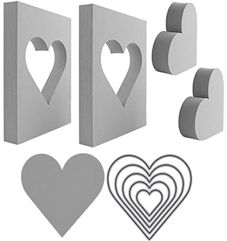 9 Stück Herzschnitt-Stempelschaum, grau, formbarer Schaumstoff-Stempel, Kunststoff, Schaumstoff-Stempelblock, für Skulptur, Modellierung, DIY Kunst und Handwerksprojekte